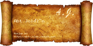 Abt Jolán névjegykártya