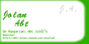 jolan abt business card